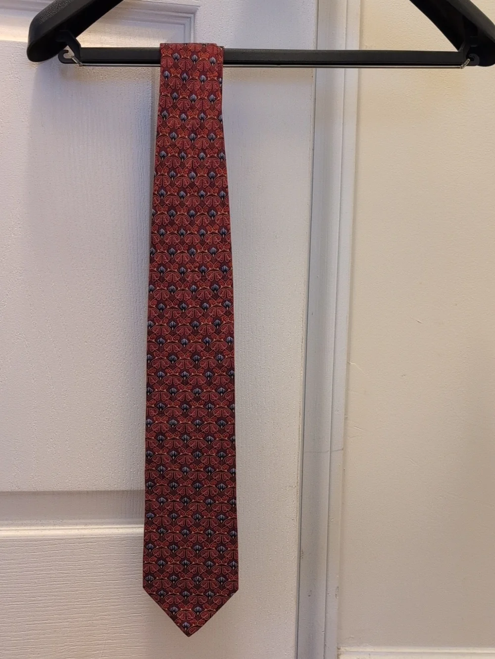 Zegna Red Patterned Silk Tie